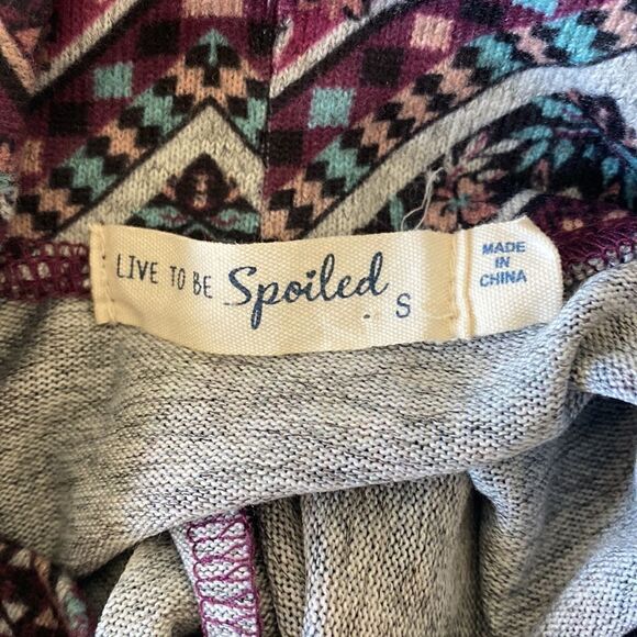 Live To Be Spoiled Chevron Print Boho Long Sleeve Dress Women’s Size S - Picture 8 of 13